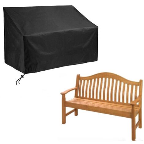 SanGlory Housse Banc Jardin 3 Places - Protection Étanche Oxford Anti-UV 163x66x63/89cm, Noire