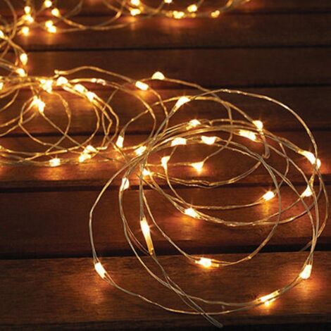 5 Meter/16 Fuß Micro-LED-Lichterkette, 50 Lichter, wasserdicht. Silberdraht/Kupfer/weißes Licht, warmweiß