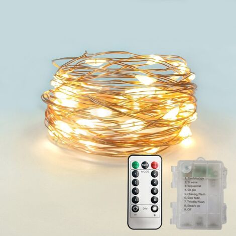 5 Meter/16 Fuß Micro-LED-Lichterkette, 50 Lichter, wasserdicht. Silberdraht/Kupfer/weißes Licht, warmweiß