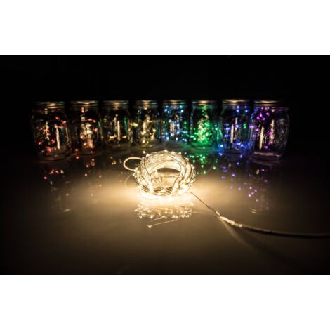 5 Meter/16 Fuß Micro-LED-Lichterkette, 50 Lichter, wasserdicht. Silberdraht/Kupfer/weißes Licht, warmweiß