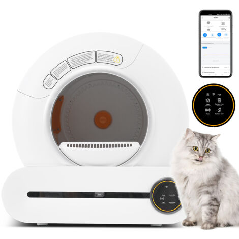 Selbstreinigende Katzentoilette, 65 l, für mehrere Katzen, geeignet für viele Katzenstreuarten, Infrarotsensor, beseitigt Gerüche, App-gesteuert, sichere Kindersicherung (1/5)