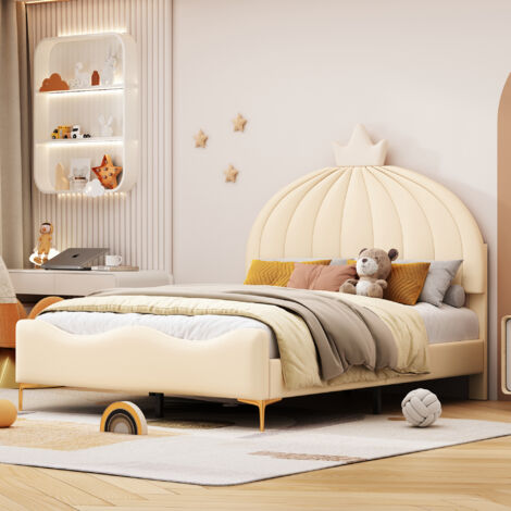 Kinderbett Mit Einhorn-Design – 140x200 Cm, Inkl. Rollbett & Schubladen, Rosa, Aus PU & MDF