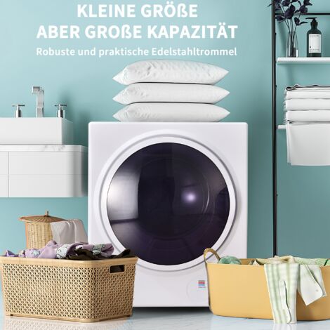 Mini-Wäschetrockner, 2,5 kg, Wandmontage, einfache Bedienung, 200-Minuten-Timer, Doppelfilter, PTC-Keramikheizung, Edelstahltrommel, Überhitzungsschutz, geeignete Trocknungstemperatur 65°C