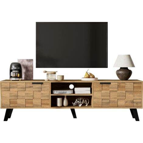 Moderner TV-Schrank mit 2 Türen und 2 offenen Fächern – 160,5 x 35,5 x 45 cm (1/5)