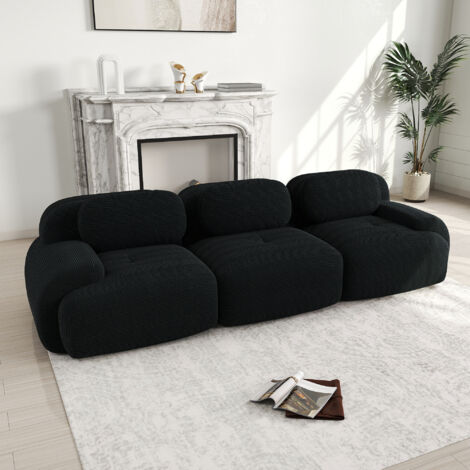 Modulares 3-Sitzer-Ecksofa aus hochwertigem Cord, kein Aufbau erforderlich, schwarz (1/5)