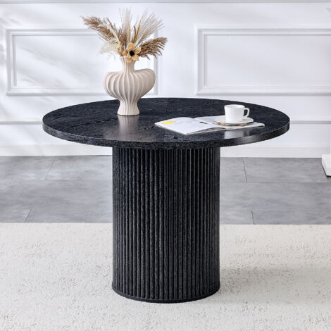 Runder Couchtisch, 100 cm Durchmesser, aus mitteldichter Faserplatte, geeignet für 4-6 Personen, schwarz (1/5)