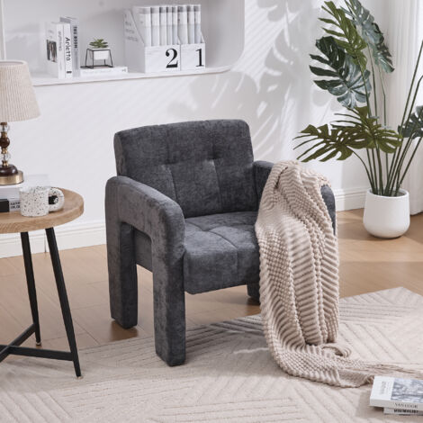 Sessel 67,5 x 69 x 74,5 cm, ergonomischer Komfort, grauer Chenille-Stoff, minimalistisches Design