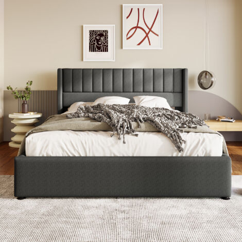 Letto Imbottito Porto Con Contenitore - 180x200cm, Grigio, Con Cassettone Idraulico E Doghe | Moderno E Comodo - Foto 8