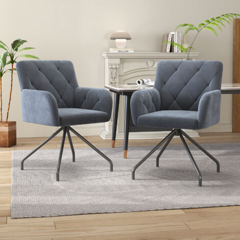 Set Di 2 Sedie Da Pranzo Girevoli In Velluto Beige – Design A Rombi, Supporto Lombare, Gambe In Metallo