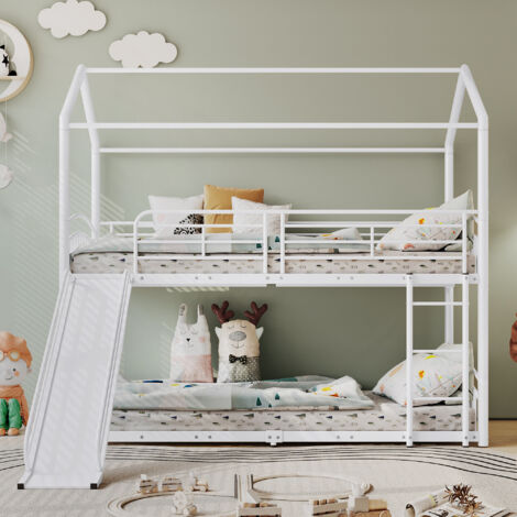 Letto a soppalco, letto a castello con scala ad angolo retto, lettino per bambini, con