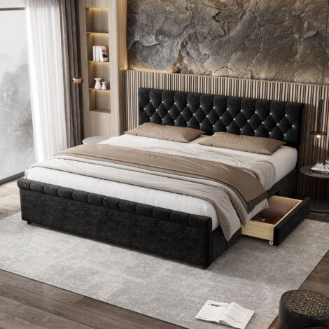 Letto Imbottito 180x200 Cm Con Testiera - Velluto Elegante E Confortevole - Foto 1