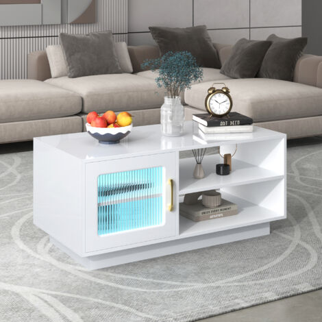 Tavolino Quadrato Bianco Lucido, Tavolo Da Soggiorno Con 4 Cassetti E Di Colori E Linee Di Design Unici Vano Portaoggetti Nella Parte Inferiore 787836 Cmokwish 81857941
