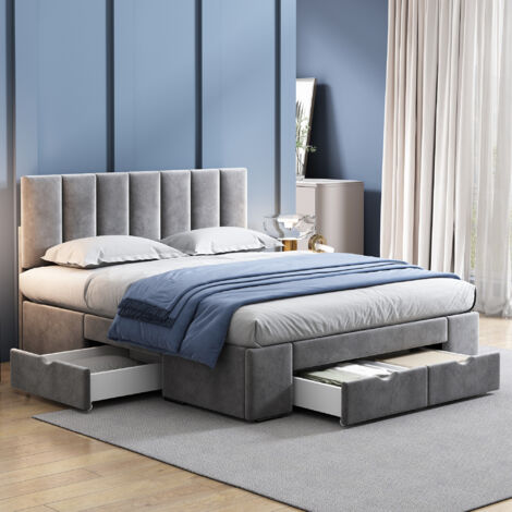 Letto imbottito letto matrimoniale letto contenitore con rete a doghe (con 4 cassetti (140x200 cm) (1/5)
