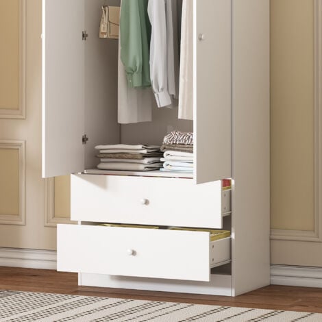 Armadio Dotan II Con Ante Scorrevoli - 200x215x58 Cm, Nero/Bianco, Con Appendiabiti - Foto 7