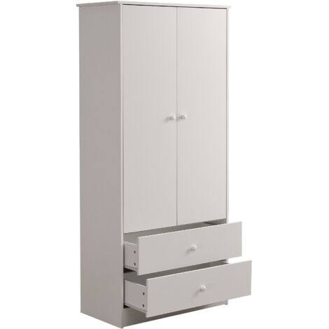 Armadio 85.5x52x180.5cm - Ripiani E Appendiabiti Regolabili - Con 2 Ante In Rattan E 1 Cassetto Stile Campagnolo Bianco Naturale