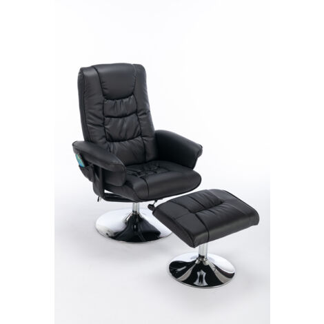 Poltrona Massaggiante Reclinabile Poggiapiedi Nera Similpelle CFW52412