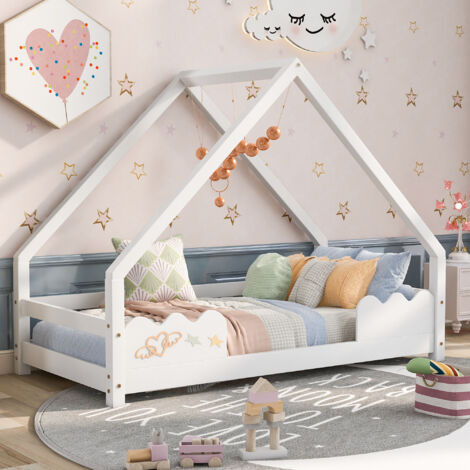 Letto A Casetta Per Bambini Marli 80x160 Cm - In Legno Con Protezione, Rete A Doghe E Tetto - Foto 3