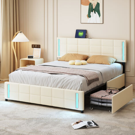 Letto imbottito per bambini 140*200 cm con reti a doghe e schienale