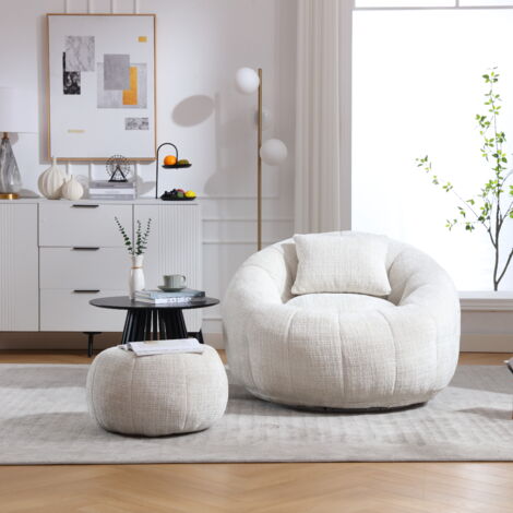 Lounge Pug Josephine Poltrona Sacco Con Braccioli Per Adulti, Velluto A Coste Pompon Viola, Pouf Moderno Da Soggiorno, 70x65 Cm
