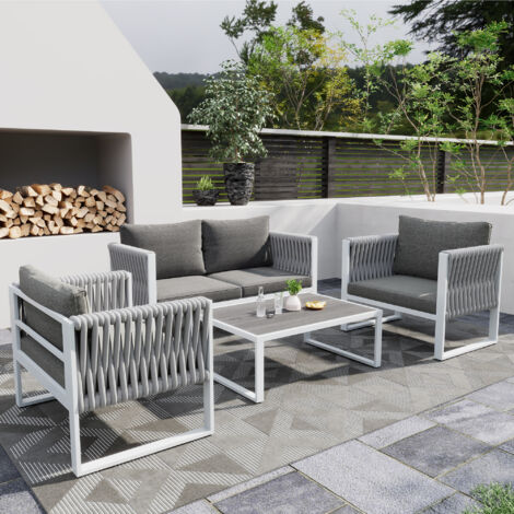 Set di mobili da giardino per balcone Liam - 2 posti - Marrone/Grigio