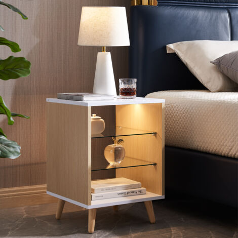 COSTWAY Comodino con 3 Cassetti, Comodino Moderno con 3 Cassetti