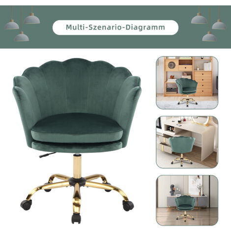 Sedia Da Ufficio In Velluto SEPNINE – Regolabile Con Ruote, Vintage Per Camera Da Letto