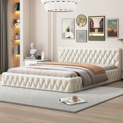 Moimhear Letto con cassetto e cassetti, tessuto di velluto, letto imbottito, rete a doghe, letto matrimoniale, grande spazio di archiviazione, 140 x 200 cm (grigio, 140 x 200 cm