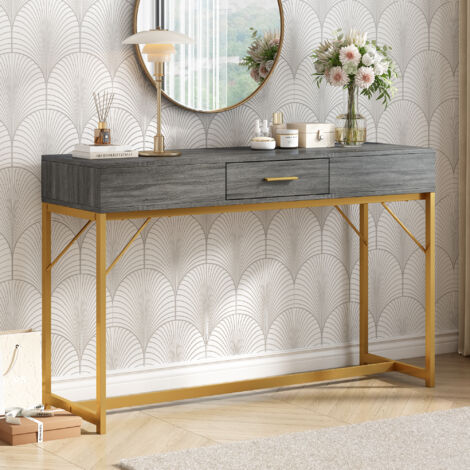 Tavolo Consolle Ingresso Con Cassetto - Mobiletto Soggiorno Corridoio Nero 100x30x80cm