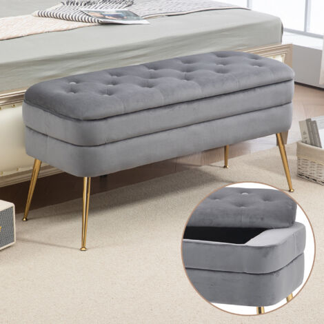 Pouf Con Contenitore Pieghevole – Panca Imbottita Per Camera Da Letto, Soggiorno E Ingresso, Portata 300 Kg, Tessuto Traspirante