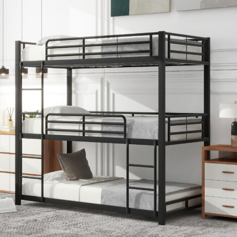 Letto a soppalco, struttura in metallo 90x200cm, letto in ferro, con