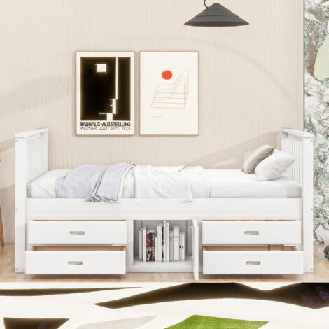AFI Warren Letto Matrimoniale Con Piattaforma - Bianco, Legno Massello, Con 2 Porte USB E Turbo Charger, 272 Kg Portata - 3
