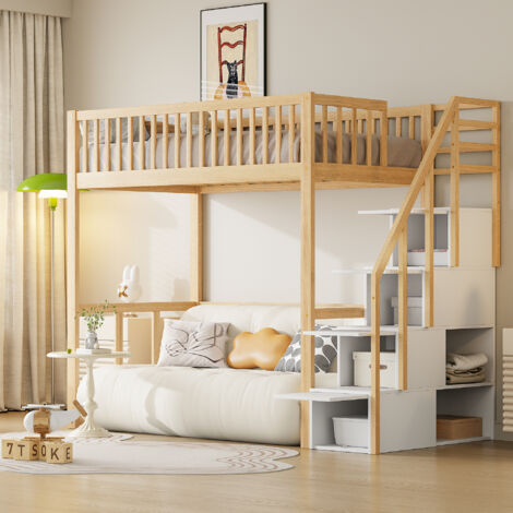 XPSSJMU Letto a soppalco 90 x 200, design di sicurezza con