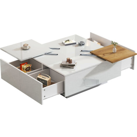 Refined Tavolino da Salotto Bianco 40x40x30 cm in Legno Multistrato