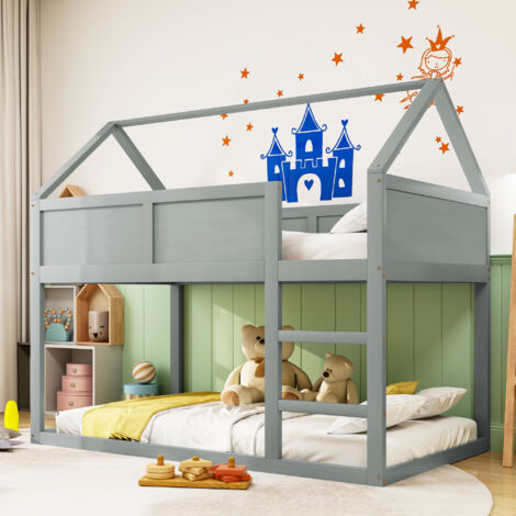 Letto a castello basso Letto per bambini 140 x 200 cm in legno con vani portaoggetti