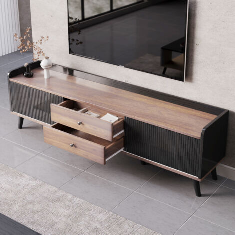 Mobile TV moderno 160x40x58cm in MDF nero con vano contenitore, per parete attrezzata soggiorno (1/5)