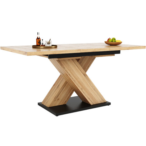 Tavolo da Pranzo Allungabile 119-158,5x80 cm, Prolunghe Interne, Piano Curvo, Legno, per Cucina e Soggiorno