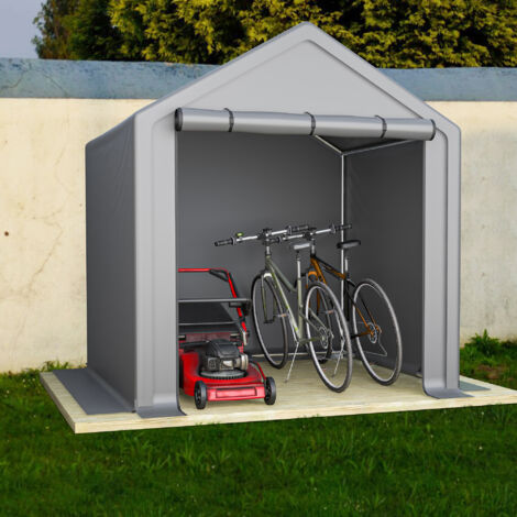 Garage per Biciclette 190x170x200 cm, Montaggio Facile, Robusto, Zincato Antiruggine, Struttura in Acciaio, Grigio