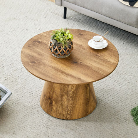 Tavolino da caffè 60x60x35 cm, tavolino da salotto, tavolo rotondo, compatto e leggero, in MDF effetto legno, per soggiorno (1/5)