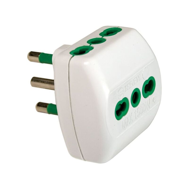 Adaptateur Triple Prise Schuko 16A - Modèle P17/11 Avec Fiche S11 - Blanc - Neuf