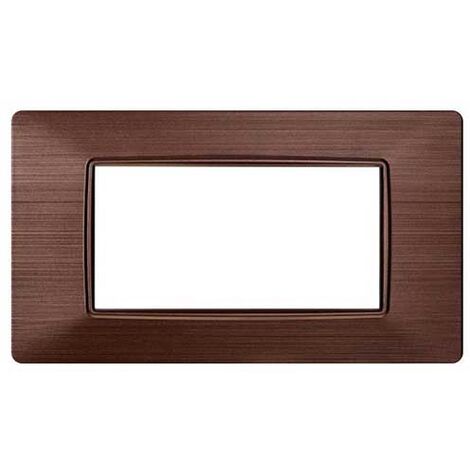 Plaque compatibles Vimar Plana 4 modules plastique couleur bronze satiné Ettroit EV85410