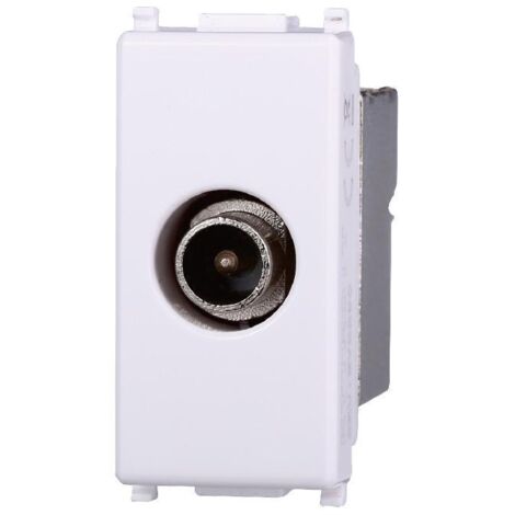 Prise coaxiale TV Direct connecteur mâle compatible Vimar Plana couleur blanc Ettroit EV2250