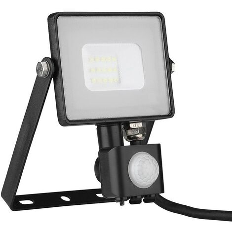 V-TAC PRO VT-10-S projecteur LED 10W chip samsung smd avec sensor PIR 6400K slim noir IP65 - SKU 438