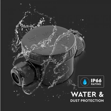 V-TAC VT-881 scatola di derivazione con 2 terminali interni 3PIN plastica nero IP66 - SKU 5987