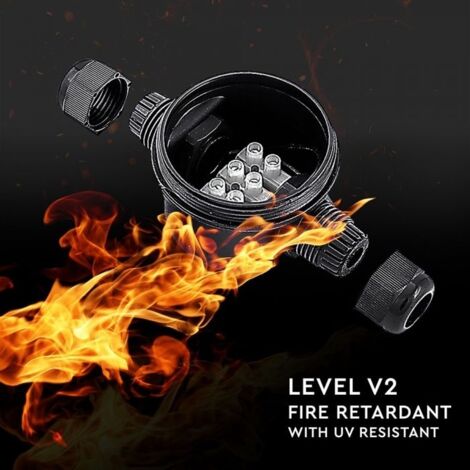 V-TAC VT-881 scatola di derivazione con 2 terminali interni 3PIN plastica nero IP66 - SKU 5987
