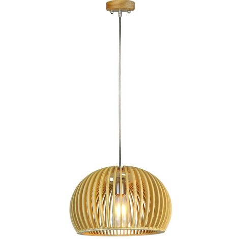 V-TAC VT-3200 Lustre Led E27 Douille Pendentif Finition Bois Oriental Rond 330220mm - 40531 (1/5)