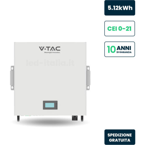 V-TAC VT48100E-W EES Batterie de stockage 5,12 kWh LFP Lithium BMS Onduleur de système photovoltaïque intégré (51,2 V 100 Ah) CEI-021