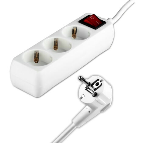 V-TAC VT-1113-2 Rallonge électrique Multiprise 3 x Schuko 16A EU standard 3680W câble 1,5m avec interrupteur on/off - sku 8762