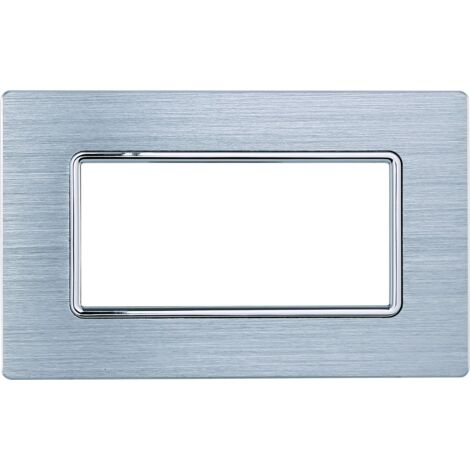 ETTROIT MT86606 Plaque aluminium 6P Couleur Argent 6 places Compatible Bticino Matix (1/4)