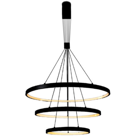 V-TAC VT-7924 Lustre suspension LED dimmable 3 cercles suspendus 46W en métal au Design Moderne 80150cm Couleurs noir 3000K - 15345 (1/5)