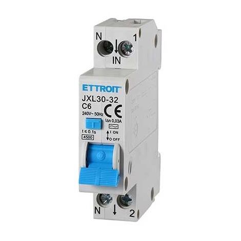Disjoncteur différentiel 1P+N 6A 220V 4,5kA 30mA 220V 1 Module DIN Ettroit JX250640